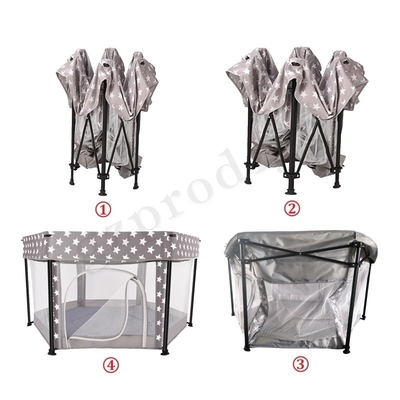 De multifunctionele Draagbare Baby Playard die van de Metaalstof het Binnen en Openluchtgebruik van de Reisbox vouwen