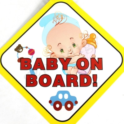 Prodigy PVC-materialen autobord 127 * 127 mm lichtgewicht kleurrijke schattige baby aan boord van autobord