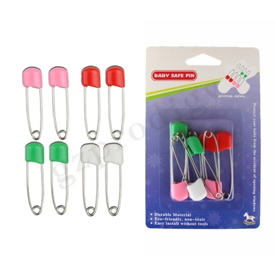 Prodigy 8 Pcs luierpen Eco-vriendelijke plastic koppenpen met baby veilig slot kleurrijk