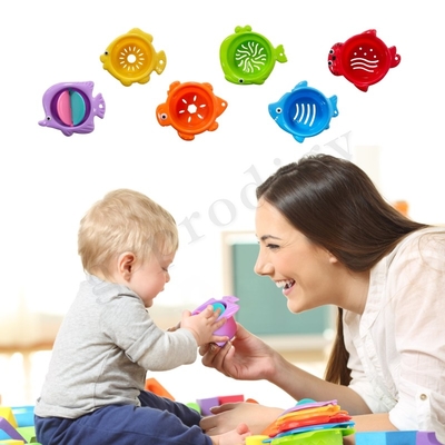 6 stks Plastic Stapelbaar Speelgoed Educatief Andere Babyproducten Stackup Drijvend