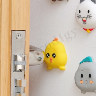 Grappige gele kip plastic deurwig siliconen muur zelfklevende deurstop