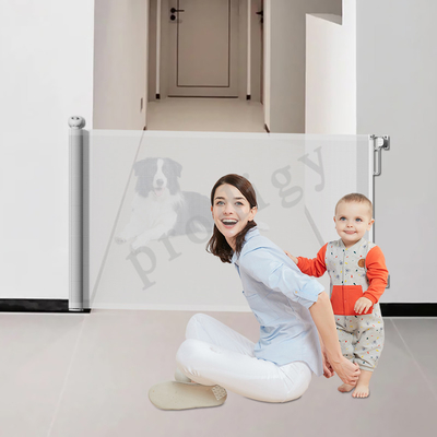 Extra 55 inch geen boren baby intrekbare poort huisdieren Mesh veiligheid poort voor trap, deur